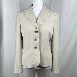 Ann Taylor Petites Fitted Suit Dress Jacket 4P Beige Button Front